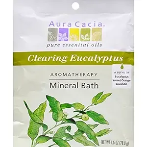 Aura Cacia Clearing Eucalyptus Aromatherapy Mineral Bath Salt, 2.5 Ounce Packet - 6 per case.6