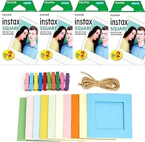 FUJIFILM instax SQUARE Instant Film (80 Shots) + Hanging Photo Frames - Top Kit