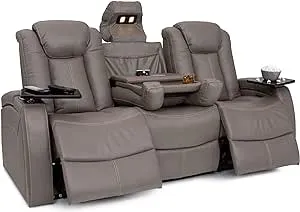 Republic Gray Leather Power Recline Home Theater Sofa