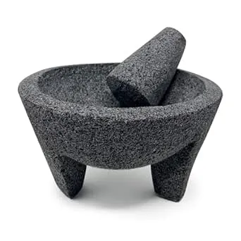 YO PIDO Molcajete 8 In; Spice Mortar; Made with Volcanic Stone; Molcajete Handma