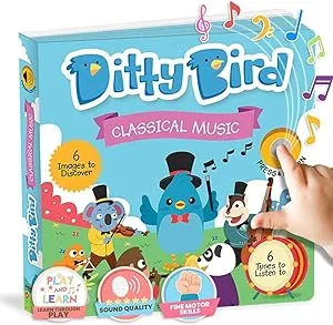 Ditty Bird Musical Books for Toddlers | Fun Classical Music & Nursery Rhyme Book | Mozart Musical Book | Children's Interactive Toddler Books for 1 Year Old to 3 Year Olds | Sturdy Baby Sound Books