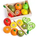 11 Pcs Wooden Pretend Cutting Play Food Toy