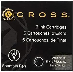 Cross Fountain Pen Ink Cartridge - Black (six per card)