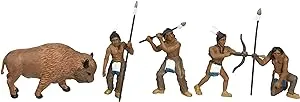 Woodland Scenics SP4444 1.5-Inch Scene Setters Figurine, Natives/Buffalo, 5/Pack