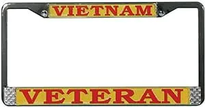 Vietnam Veteran Chrome License Plate Frame Free Screw Caps Included