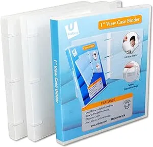 UniKeep 3 Ring View Binder - Binder Case is Fully Enclosed - Available in White, Clear, or Black and in Various Spine Wideths (Pack of 3, Clear, 1.0 Inch)