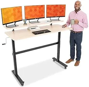 Tranzendesk | 55 Inch Standing Desk with Clamp on Shelf &amp; Detachable Wheels | Cr