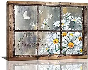 Daisy Wall Decor Rustic Flower Wall Art Farmhouse Window Daisies Pictures ...