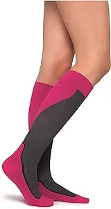 JOBST Sport Knee High 20-30 mmHg Compression Socks, Pink/Grey, Large