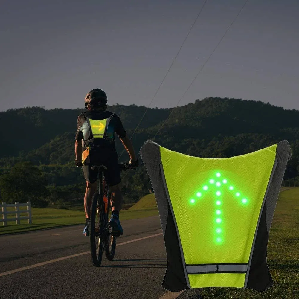 fixinus LED Turn Signal Safety Vest with Direction Indicator USB Charging & Adjustable Bike Pack Accessory Guiding Light for Night Running Walking Cyc