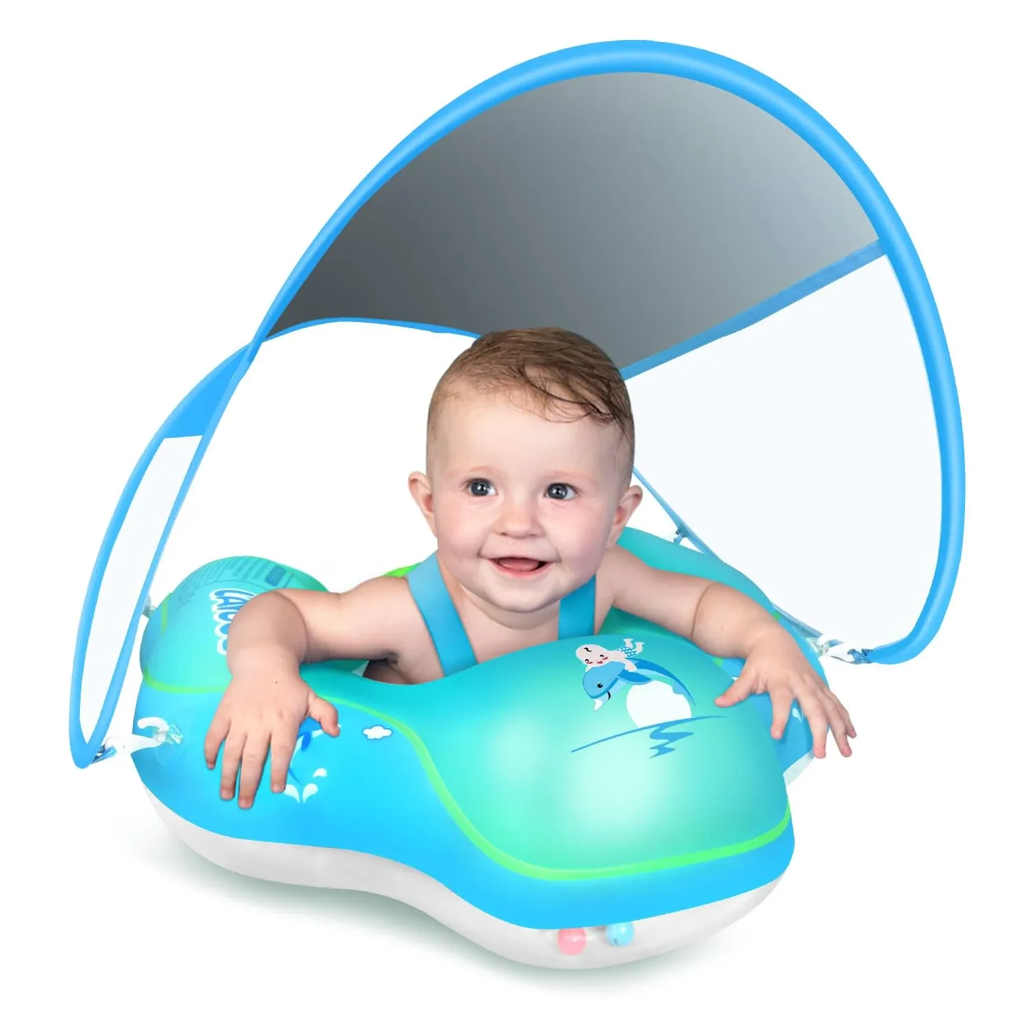 LAYCOL Baby Swimming Float Inflatable Baby Pool Float Ring Newest with Sun Prote