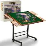 Jigsaw Puzzle Table/Rolling Puzzle Desk - 1500 Piece Puzzle Board with Bonus ...