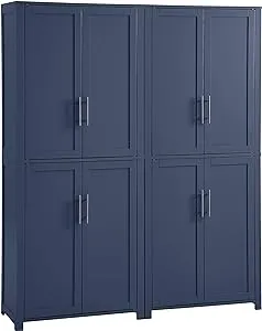 Crosley Furniture Savannah 2-Piece Pantry Storage Cabinet Set with Shelves, Kitchen, Dining, or Laundry Room, Navy