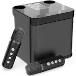 Karaoke Machine for Adults and Kids, FULLIFE Portable Bluetooth Pa Speaker System with 2 UHF Wireless Microphones, Karaoke Speaker with Echo,