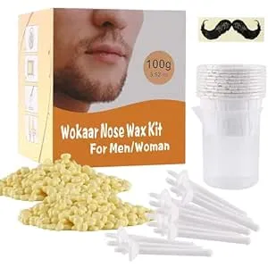 Nose Wax Kit, 100 g Wax, 30 Applicators, 15-20 Uses. Nose & Ear Hair Removal for Men and Women- Safe, Easy, Quick & Painless Hair Remover