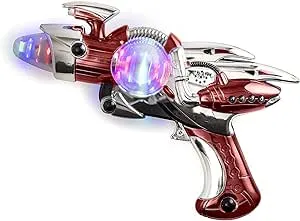 Kicko Light-Up Noise Blaster - Red Color - 11.5 Inches Long with Cool and Fun Super Spinning Space Style – for Novelty and Gag Toys, Party Favor, Bag Stuffer, Party Ideas