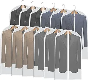 Hanging Garment Bags Suit BagsSet of 12 Dust Cover Breathable Dress Bag for C...