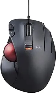 ELECOM EX-G Wired Trackball Mouse, Ergonomic Thumb Control, Smooth Tracking Roller Ball, 5 Programmable Buttons, Tilt Scroll, Computer Mice for PC Mac