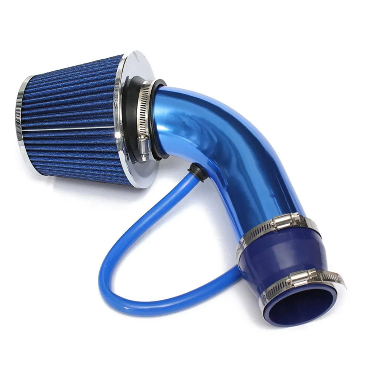 3 Inch Universal Cold Air Intake Kit, Aluminum Induction Flow Hose Pipe Kit with Air Filter (Blue)