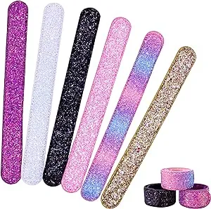 FROG SAC 6 Glitter Slap Bracelets for Girls, Sparkly Snap Bracelet Pack for Kids, Cute 90s Y2K Sparkle Party Favors for Teen Girl Fashion