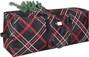 ProPik Christmas Tree Storage Bag, Fits Up to 9 Ft. Tall Disassembled Tree, 25" Height X 20" Wide X 65" Long, Heavy Duty Plaid Storage Container, Constructed of Durable 600D Oxford Material