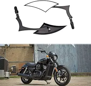 Black Motorcycle Cruiser Blade Rear View Mirrors Side Mirrors For Harley Davi...