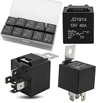 10 Pack 30/40 AMP Waterproof 5-Pin 12V Relay Switch （SPDT） for 12 Volt Automotive Marine Relays for Boats Auto Fan Cars