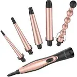 5 in 1 Curling Set, BESTOPE PRO Interchangeable Iron, 0.35-1.25 Inch Hair Wand Curler for Hairstyle, Instant Heat Up Rose Gold