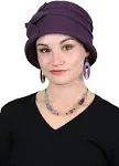 Hats Scarves & More Fleece Flower Cloche Hat for Women Cancer Headwear Chemo Ladies Head Coverings (Plum)