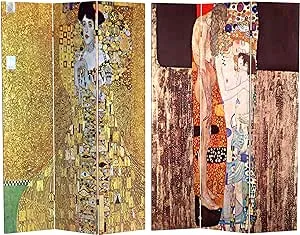 6 ft. Tall Double Sided Works of Klimt Room Divider - Stoclet Frieze