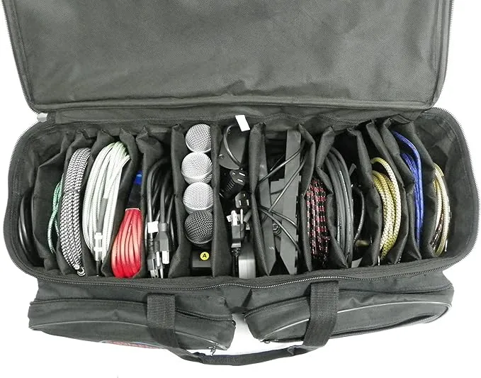 Professional 15-Slot Cable File Gig Bag, for Cords, Sound Equipment, DJ Gear, Musician Accessories, CFB-02