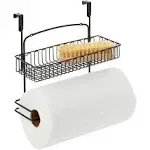 mDesign Over Cabinet Paper Towel Holder with Multi-Purpose Shelf Black