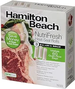 Hamilton Beach 78322 NutriFresh Heat Vacuum Sealers(3 Rolls), 8" x 20\', Clear