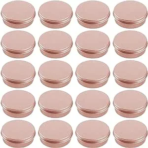 1 Ounce Aluminum Tin Jar Refillable Containers 30ml Aluminum Screw Lid Round Tin Container Bottle for Cosmetic, Lip Balm, Cream, 12 Pcs Rose Gold