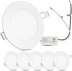 Facon 6Pcs 3&#039;&#039; RV LED Slim Panel Light with Flat Trim Recessed Light Downlight