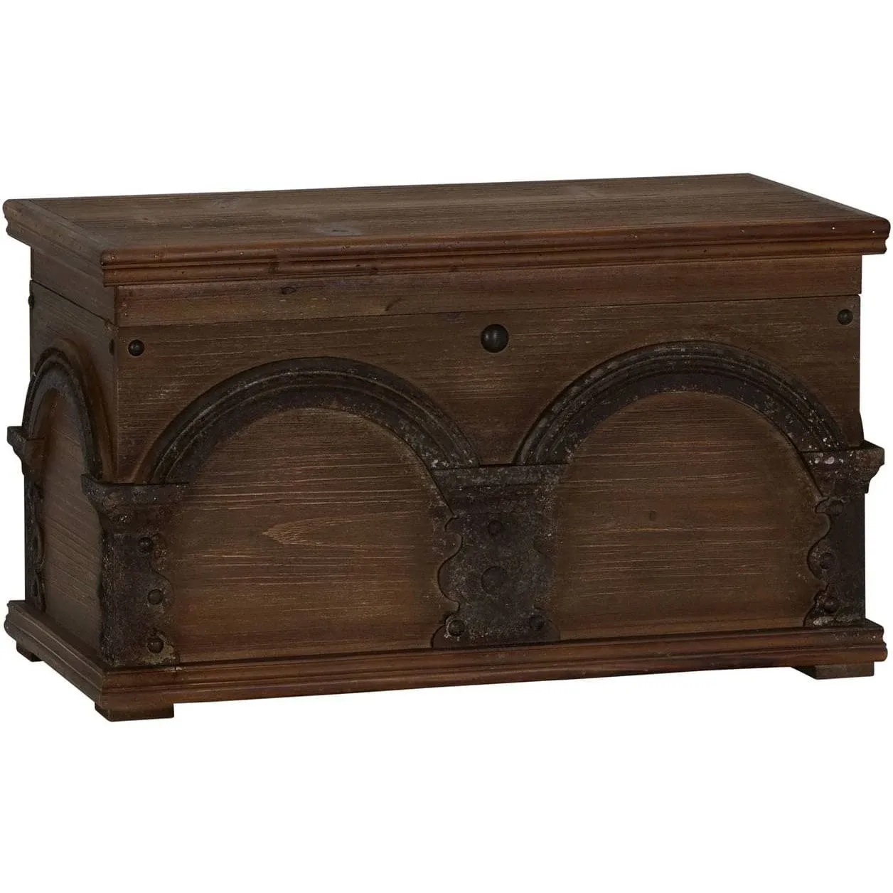 Wooden Arch Trunk Storage Chest, Small, Brown