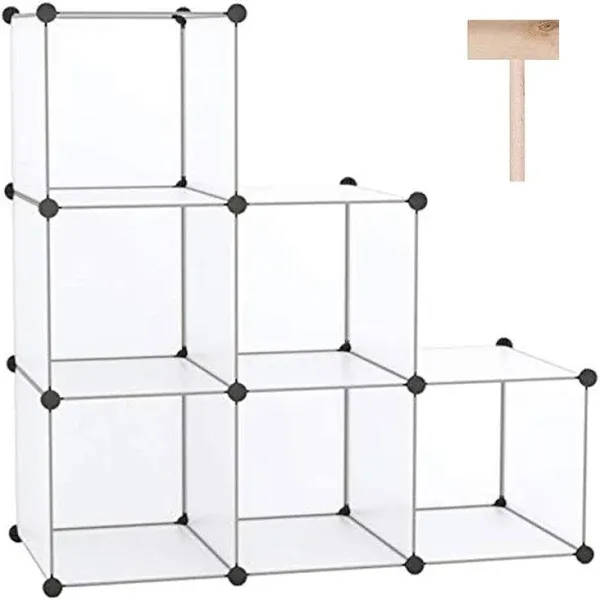 C&ahome - DIY Bookcase Media Storage Standing Shelf Storage Cabinet Cube of 6 Semitransparent