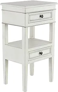 Deco 79 Wood Side End Accent Table 2 Drawers and 1 Shelf End Table, Side Table 16" x 12" x 29", White