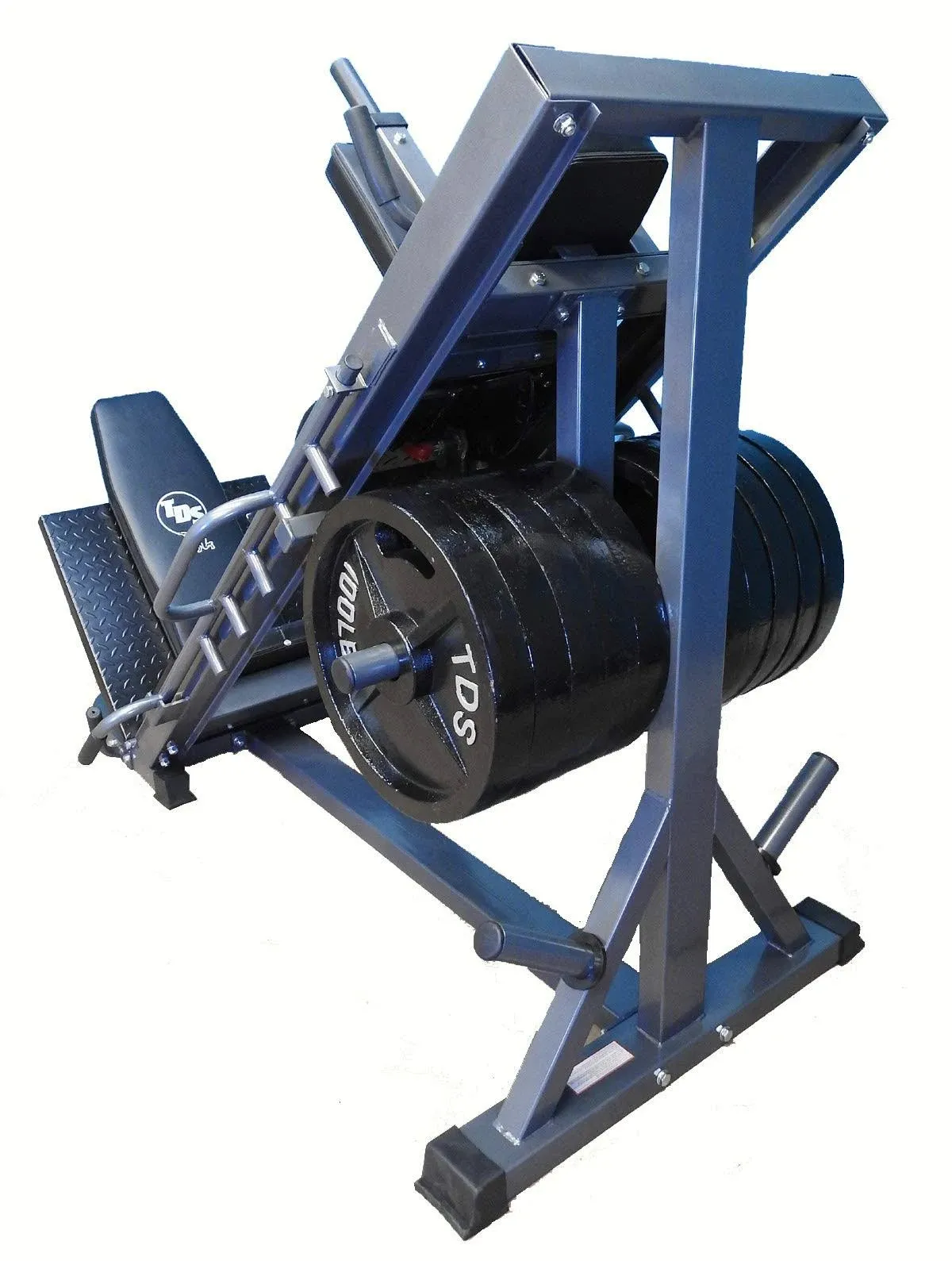 4-Way Hip Sled to use as Leg Press, HACK Squat, Calf Raise to give a Full Lower Body Workout Unit has DLX. Pads, Wide Adj. Deck Plates, 8 Wheels for Flawless Movement