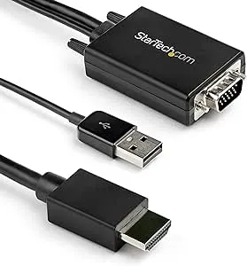 StarTech.com 10ft VGA to HDMI Converter Cable with USB Audio Support & Power - Analog to Digital Video Adapter Cable to connect a VGA PC to HDMI Display - 1080p Male to Male Monitor Cable