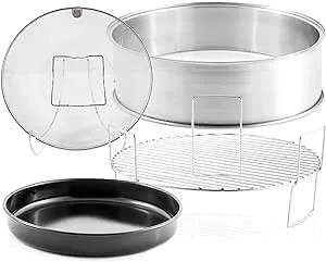 Nuwave Primo Extender Ring Kit; Includes 5" Stainless Steel Extender Ring, Reversible 3" Cooking Rack, 10" Enamel Baking Pan & Stainless Steel Air Fry Basket, Compatible with Nuwave Primo Oven