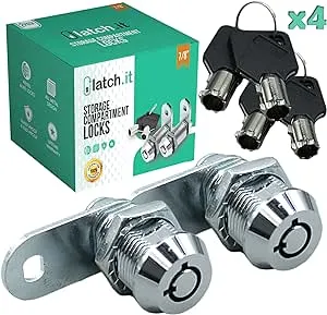 LATCH.IT 7/8” RV Storage Locks | 10-Pack RV Compartment Locks | Utility Cam Lock | 100% Metal RV Locks for Storage Door on Camper | 20-Key RV Cam Lock | Please Check Fitment Image Before Purchasing