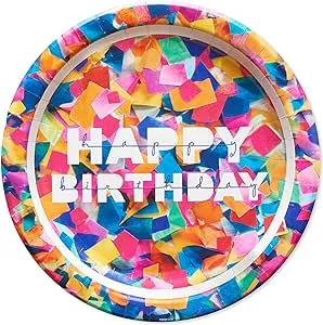 American Greetings Confetti Birthday Party Supplies, Dinner Plates (36-Count)