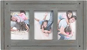 Homestead Collage 4-inch by 6-inch Picture Frame for Three Photos, Grey