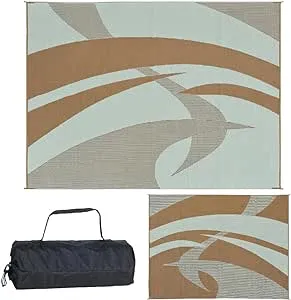 Stylish Camping 159127 9-feet by 12-feet Reversible Mat, Plastic Straw Rug, Large Floor Mat for Outdoors, RV, Patio, Backyard, Picnic, Beach, Camping (Brown/Beige)