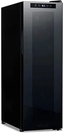 Newair 12 Bottle Wine Cooler Refrigerator | Shadow Series | Freestanding Mirrored Wine and Beverage Fridge with Double-Layer Tempered Glass Door & Compressor Cooling For Reds, Whites, & Sparkling Wine