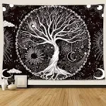 Wonrizon Tree of Life Tapestry,Black and White Galaxy Space Tapestries Aesthetic ...