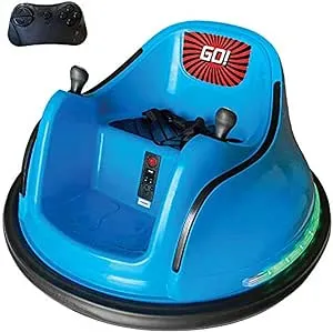 The Bubble Factory Electric RC Kids Bumper Car with Light and Music , Blue Large