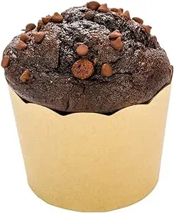 Restaurantware Panificio Premium 10 oz Kraft Paper Jumbo Baking Cup: Paper Baking Cups Perfect for Muffins Cupcakes or Mini Snacks - Scalloped - Disposable and Recyclable - 200ct Box