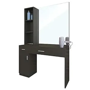 Artist hand Wall Mount Salon Station Barber Stations Styling Station Barber Beauty Spa Salon Equipment Set with Mirror,Left Shelf (Black)